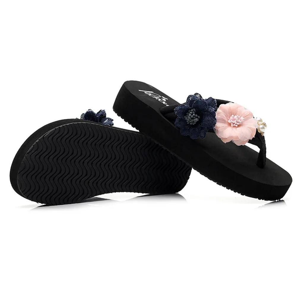 Сандалии женские в богемном стиле пляжная обувь плоская подошва цветочные