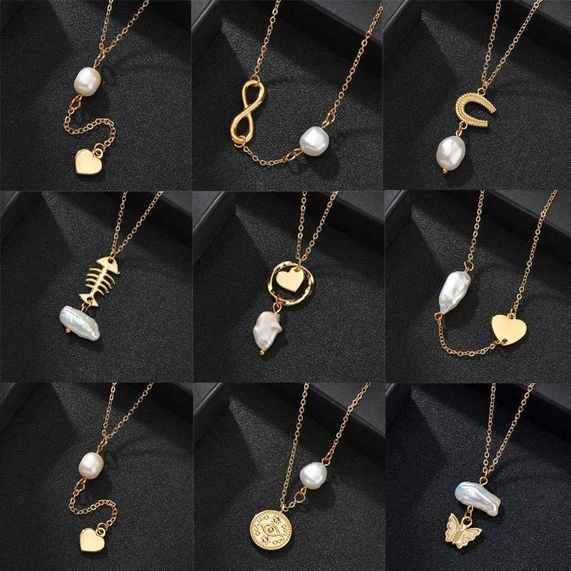 Женское Ожерелье чокер с подвеской из натурального пресноводного