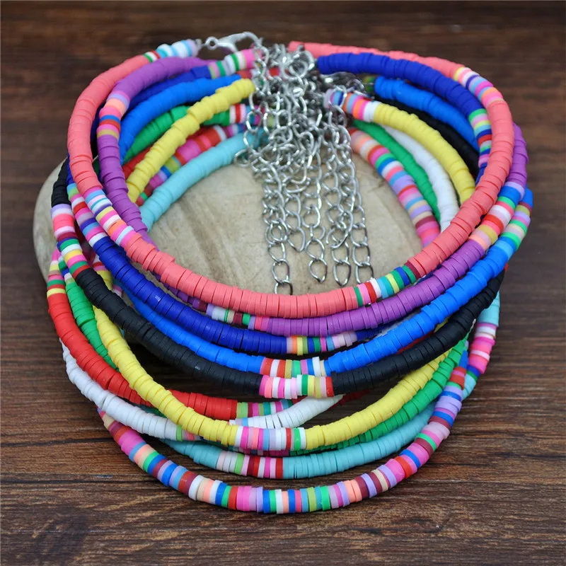 Полимерные глиняные бусы браслет на лодыжке цепочка для ног цветные бохо женские