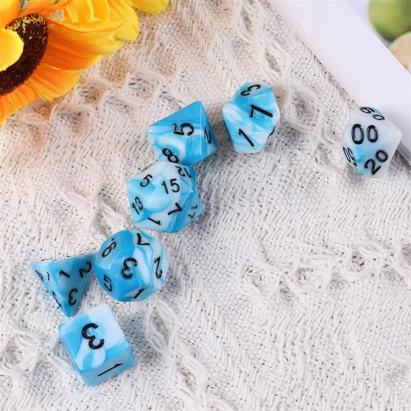 Набор цифровых кубиков 7 шт. многогранные кубики с акриловыми цифрами для MTG RPG