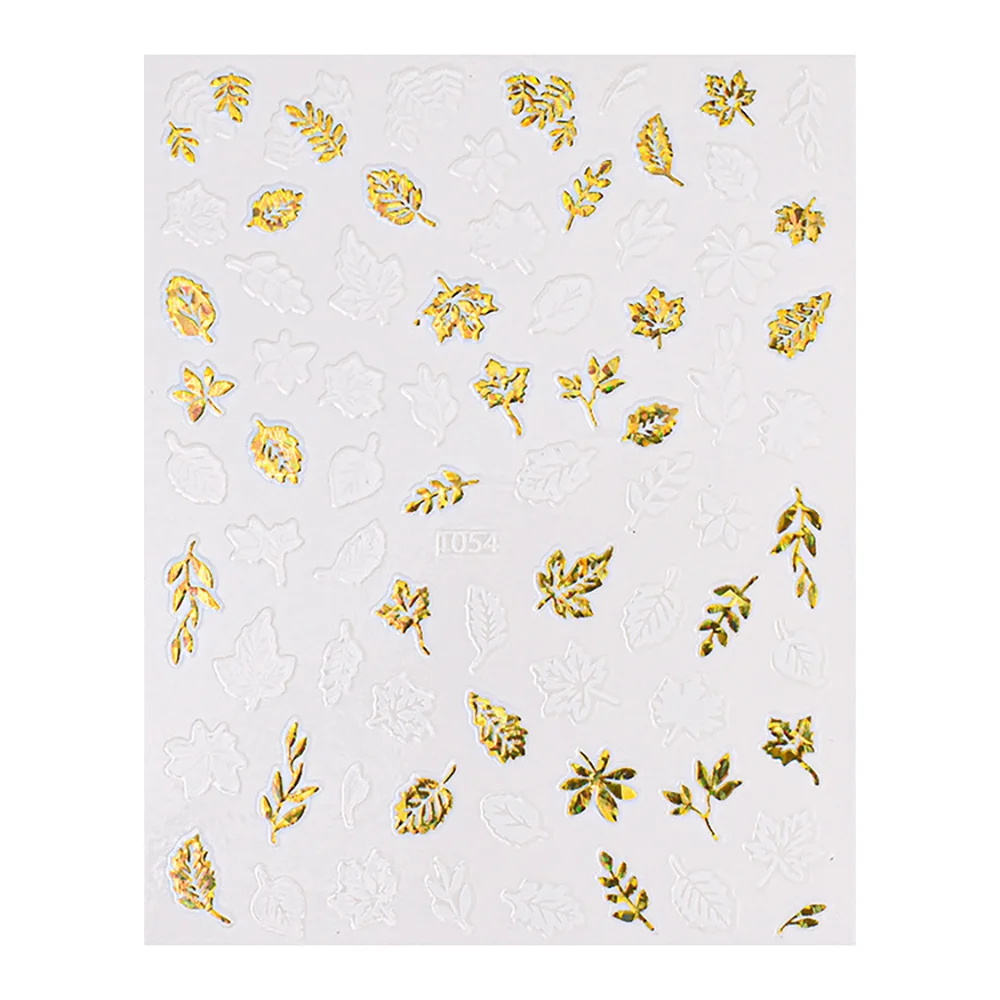 1 шт. Профессиональные наклейки на ногти с рисунком кленового листа, растения и геометрическим узором. Золотые, серебряные и черные наклейки в 3D.