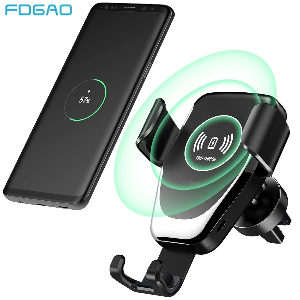 DCAE Qi автомобильное Быстрое беспроводное зарядное устройство для iPhone X XR 8 Plus XS 10W автомобильное беспроводное зарядное устройство Подставка для Samsung Galaxy S8 S9 S10 Note 9