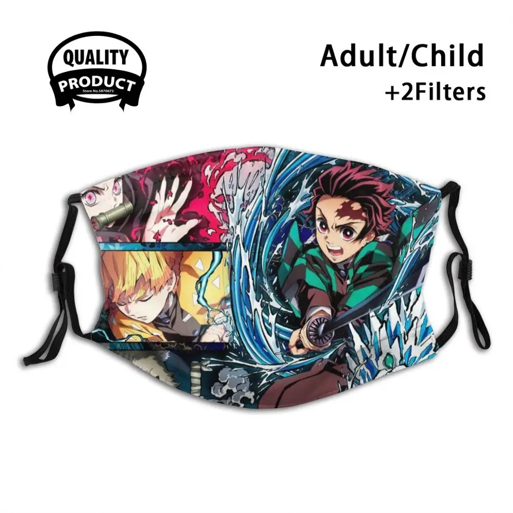 Лицевая маска Kimetsu No Yaiba моющаяся с фильтром летняя Лидер продаж маски для рта