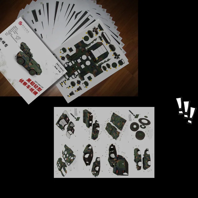 

Zobel Black Mink Light Armor Reconnaissance Armored Car Tank 3d Paper Model Three-dimensional Military Hand-made Drawings 1:33