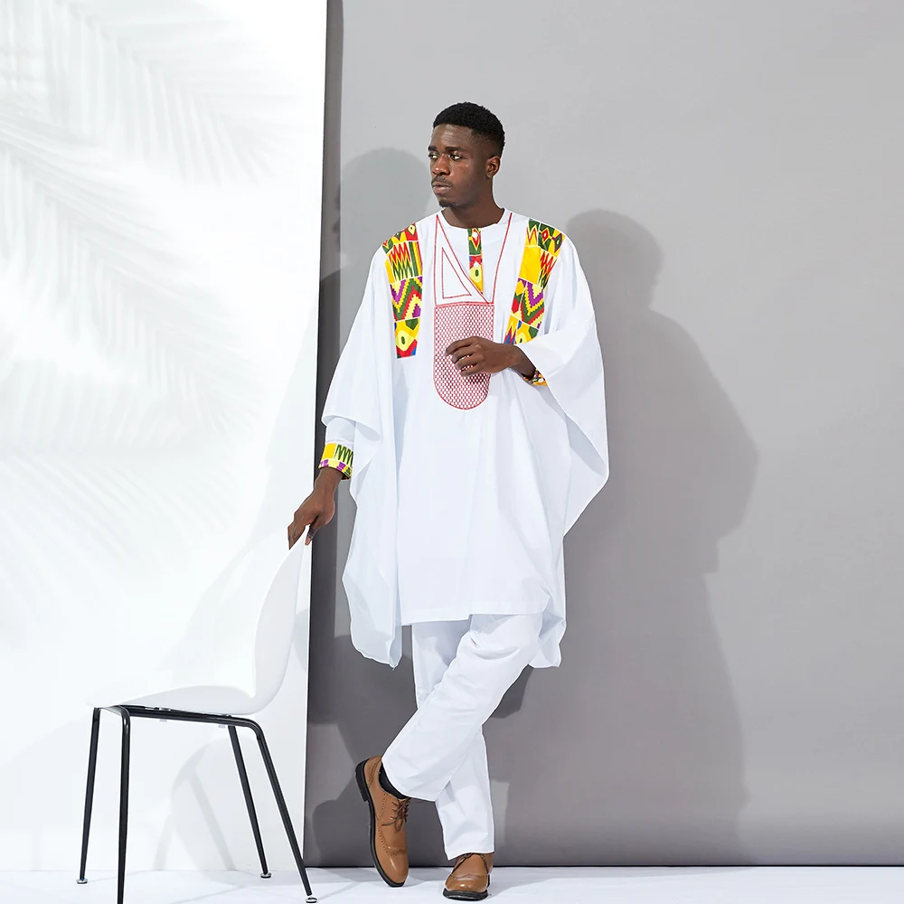 men African Dresses for Women Long wax print material Men's Top 3piece Sets Couple Clothing African traditional Lover Couple Clothes - Цвет: men