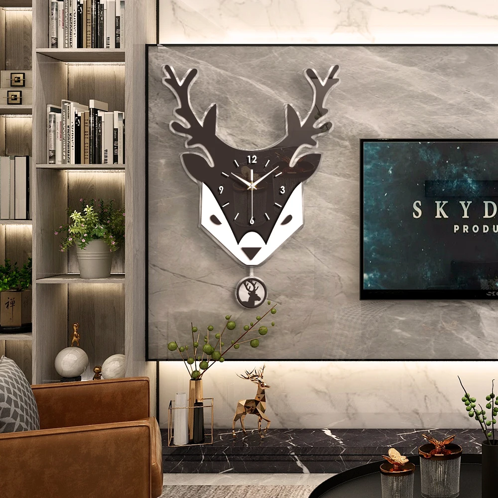 Настенные 3d часы в скандинавском стиле с головой оленя уникальные дизайнерские