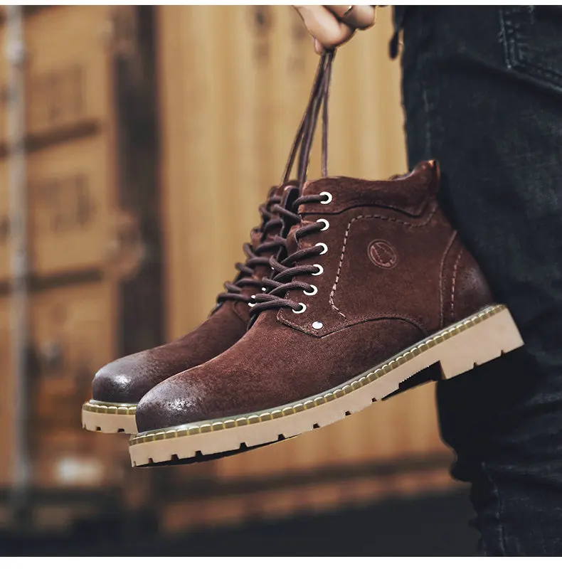 Winter Ankle Boots mens Genuine Leather Snow Boots Big Size 38-50 Outdoor Warm Winter Shoes for Men Anti-cold Boots Walker Peak