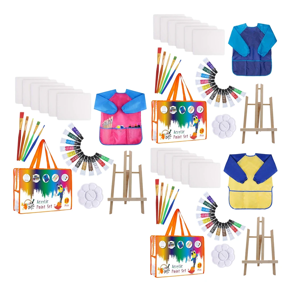 

Early Learning Kids Paint Set 27Pcs Kids Sponge Painting Brushes Kit & Apron