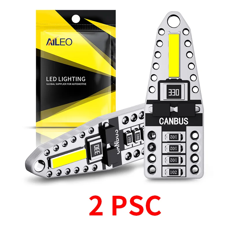 

AILEO T10 Led Canbus W5W Светодиодные лампы 168 194 2SMD Белая сигнальная лампа Купольная лампа для чтения номерного знака Автомобильное внутреннее освещение 12 В