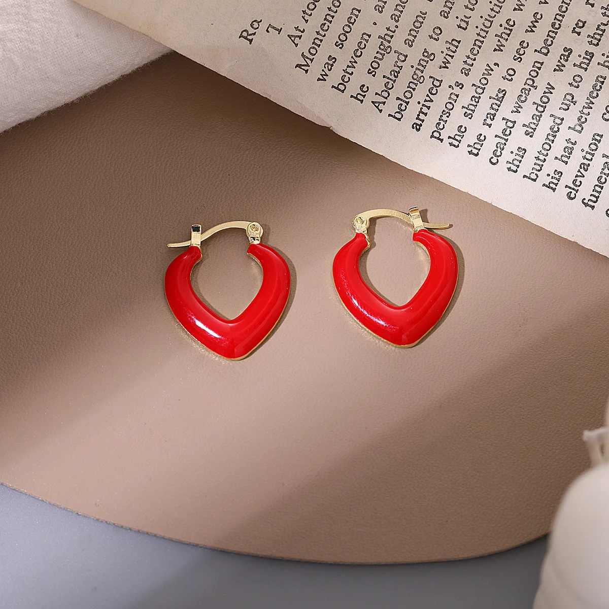 

Lolita jewelry red drip glaze love unique new trendy design earrings