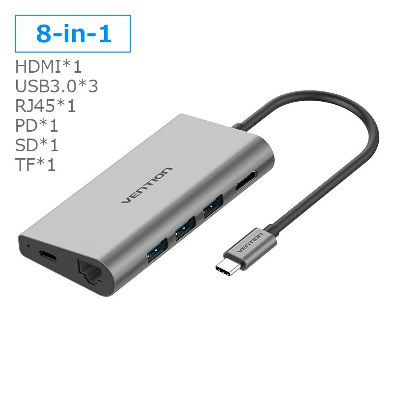 Vention Thunderbolt 3 адаптер док-станции USB C к HDMI USB 3,0 хаб RJ45 PD для MacBook Pro huawei P20/Коврики 10 USB-C концентратора - Цвет: CMBHA
