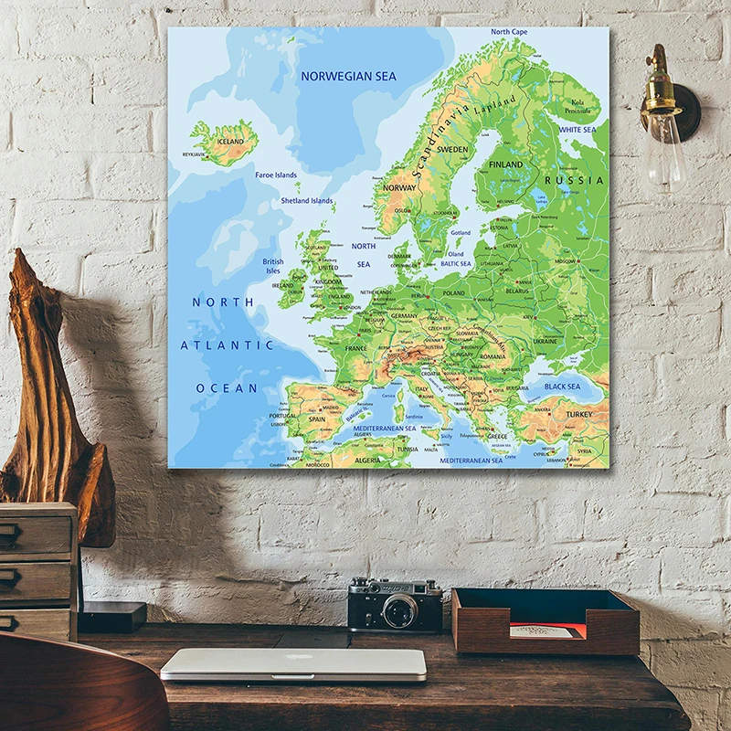 

The European Topographic and Route Map Posters Non-woven Canvas Painting Wall Art Picture Home Decoration School Supplies