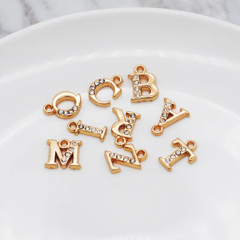 26 шт./лот Новинка KC Золотой Цвет A-Z буквы алфавита Шарм со стразами подходят для