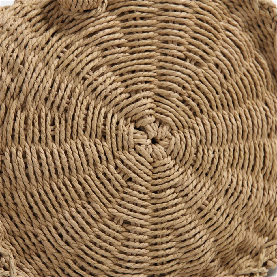 Новая круглая соломенная сумка, женская летняя плетеная Сумка из ротанга, ручная работа, тканая пляжная круглая Богемская Сумочка, новая мода