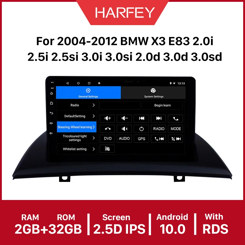 Harfey Android 10 0 2din GPS автомобильный мультимедийный плеер для 2004-2012 BMW X3 E83 2.0i 2.5i 2.5si 3.0i