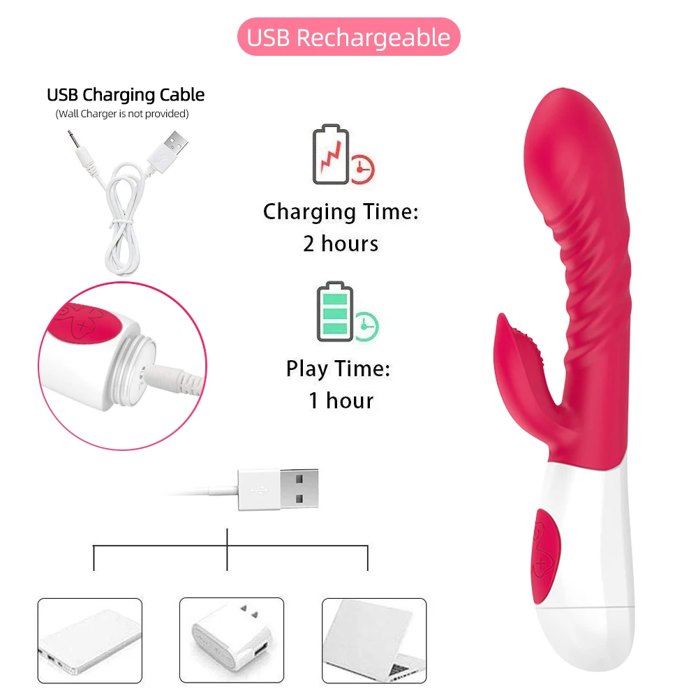Вибратор Кролик для женщин фаллоимитатор точки G двойная вибрация силиконовый