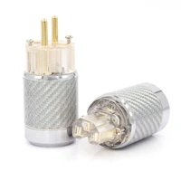 gold plated ac connectors eu power plug audio cable transparent gold plated power socket