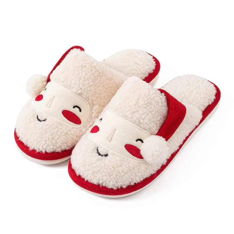 Christmas Plush Home Slippers Women's Cartoon Winter Warm Slippers Indoor Santa Claus Home Footwear Men Women Christmas Gift