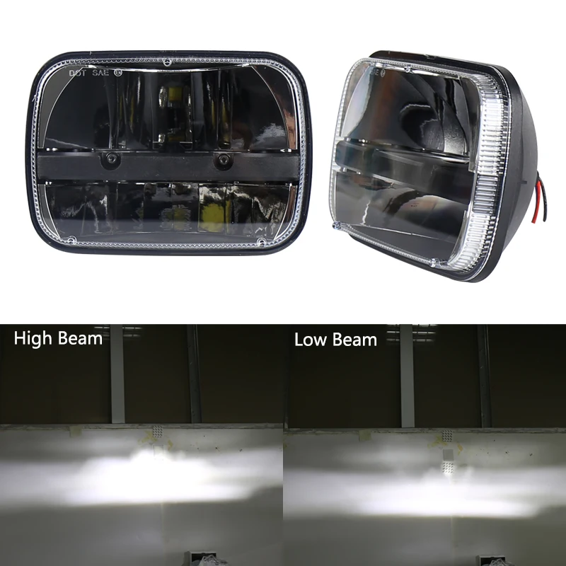 Квадратные Автомобильные светодиодные фары дальнего света 5x7 дюймов для Jeep Wrangler