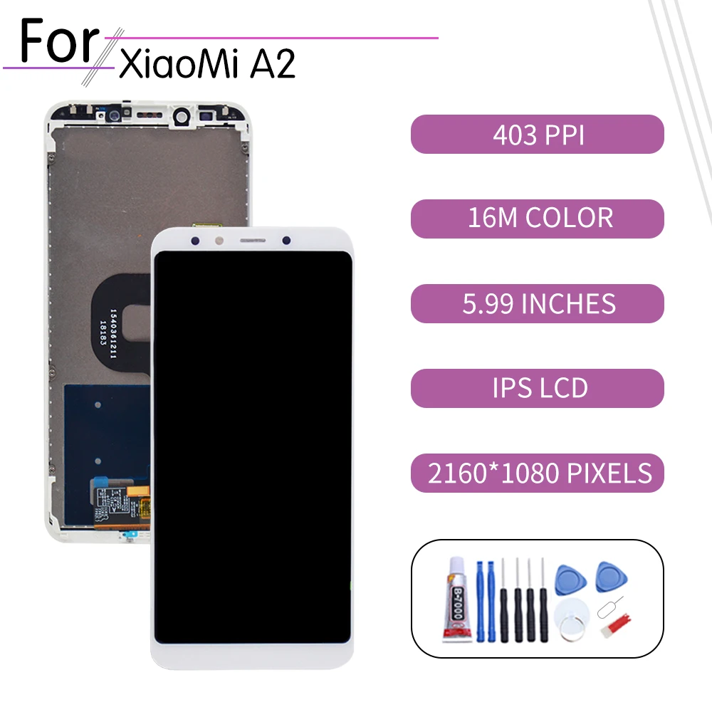 5 99 &quotОригинальный ЖК-дисплей для XIAOMI MI A2 сенсорный экран дигитайзер Xiaomi MiA2