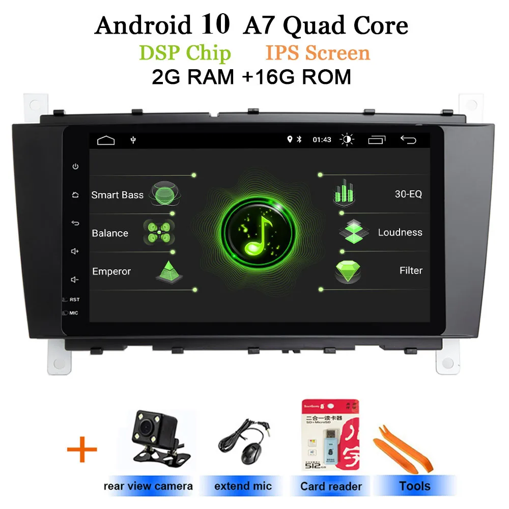 2G-Rear camera 8 ''Android 10 2 DIN автомобильный DVD gps для Mercedes/Benz W203 W209 W219 a-класс A160 c-класс C180 C200 CLK200 Радио стерео - Цвет: 2G-Rear camera