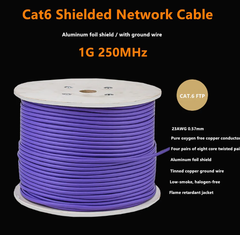 Кабель RJ45 Ethernet CAT 6 медный экранированная витая пара для подключения компьютера к