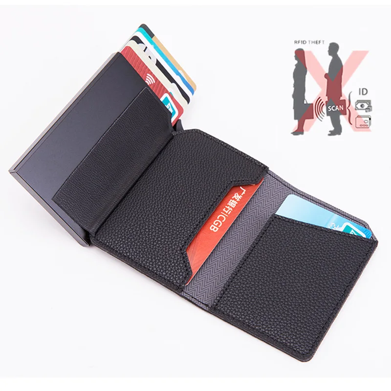 Новый анти кражи карты чехол из углеродного волокна RFID всплывающее окно