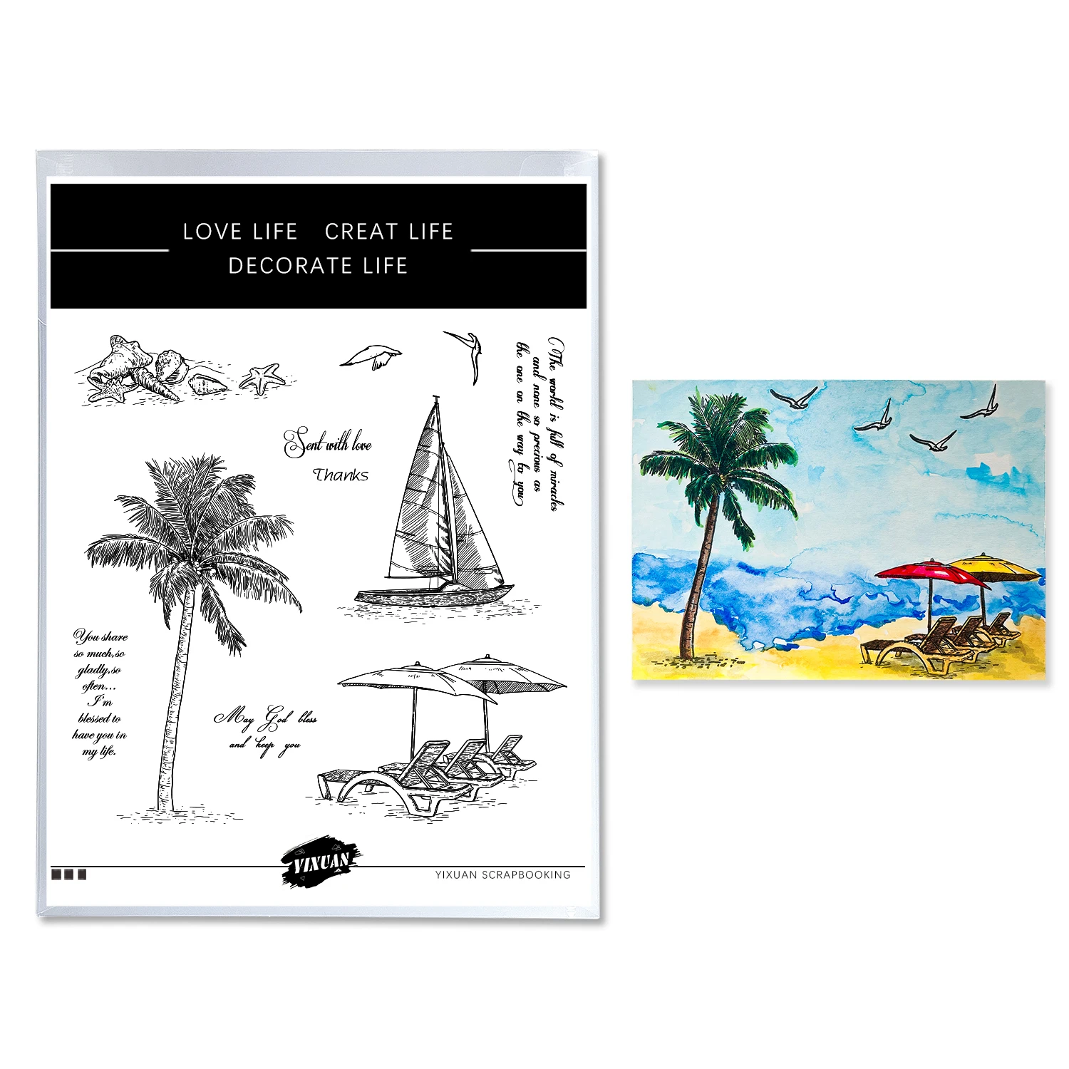 YIXUAN лето пляж Пальма лодка фотополимер штампы металлические наборы для