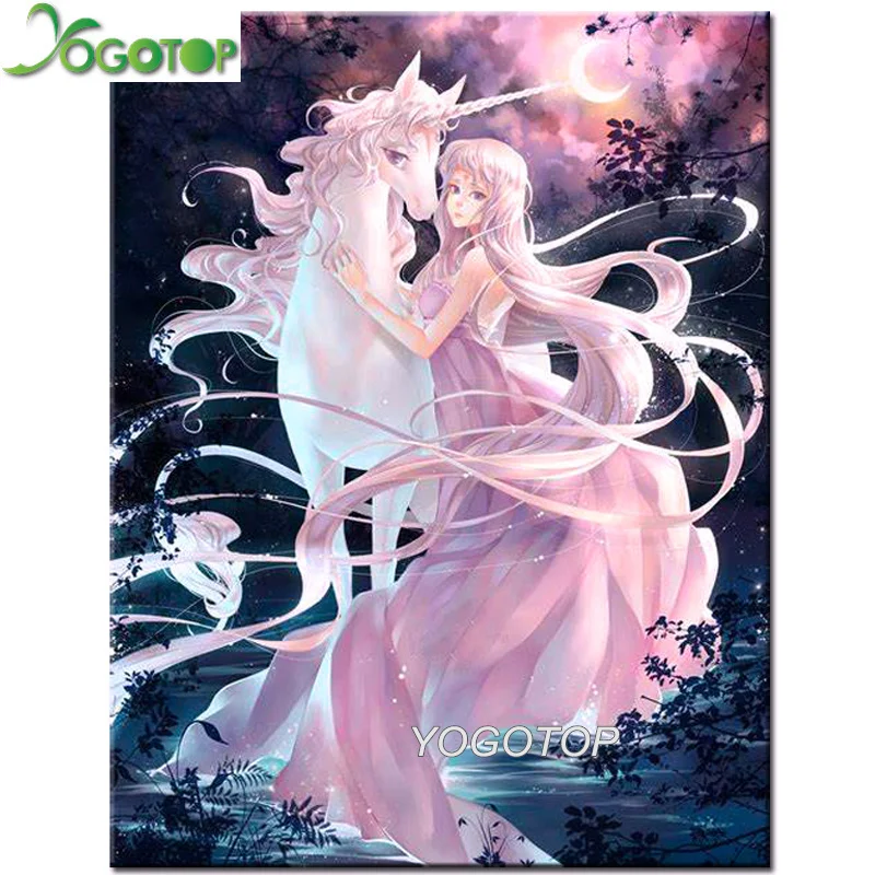 

Diy Diamond Painting Cross Stitch unicorn girl Square round drill DIY Diamond Mosaic cartoon fairy Diamond Embroidery YY2273