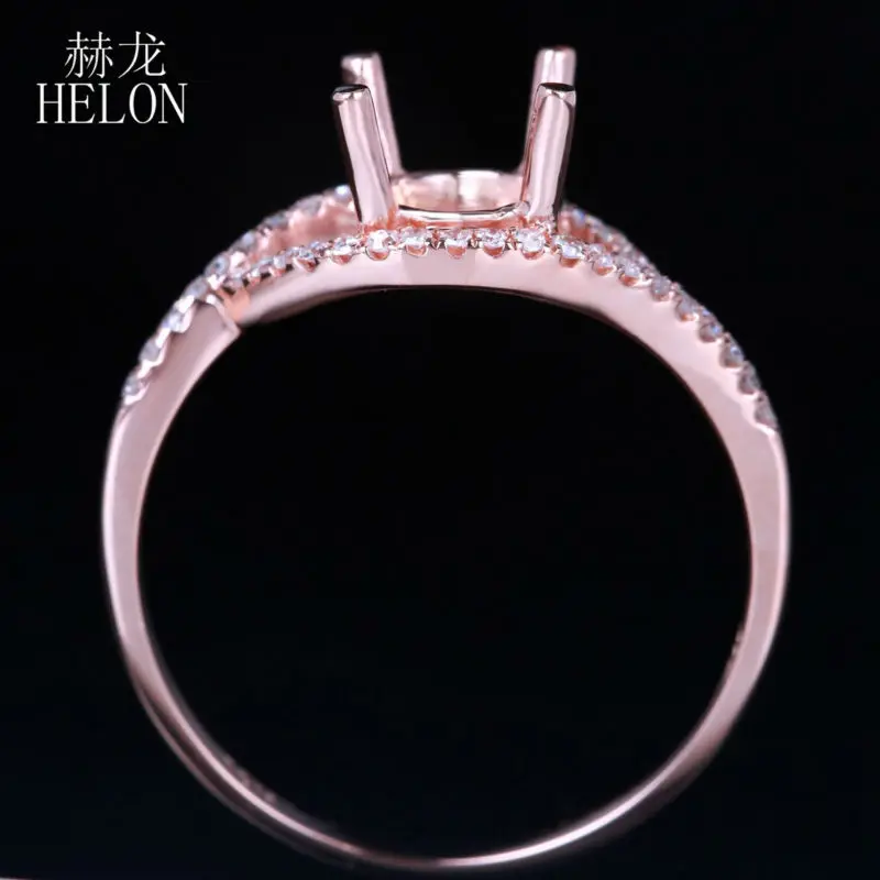 

HELON 6.5-7mm Round Solid 14K Rose Gold Genuine Natural Diamond Semi Mount Engagement Ring Women Birthday Anniversarry Best Gift