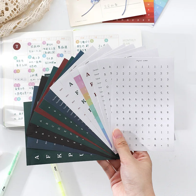 20Sheets Korea Round Number Letter Month Week Stickers Set Srapbooking Diary Ablum Mobile Phone Computer Deco Sticker Decoration |