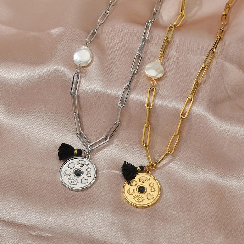 ELSEMODE винтажные ожерелья из нержавеющей стали с подвесками в виде глаза сердца