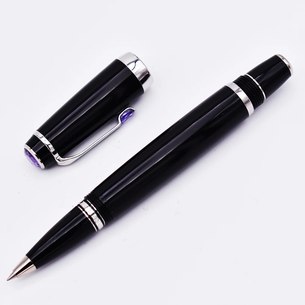 

Crocodile 2060 Resin Black Rollerball Pen Fine Point 0.5mm Sapphire on Top with Golden Clip Writing Gift Pen for Office Business