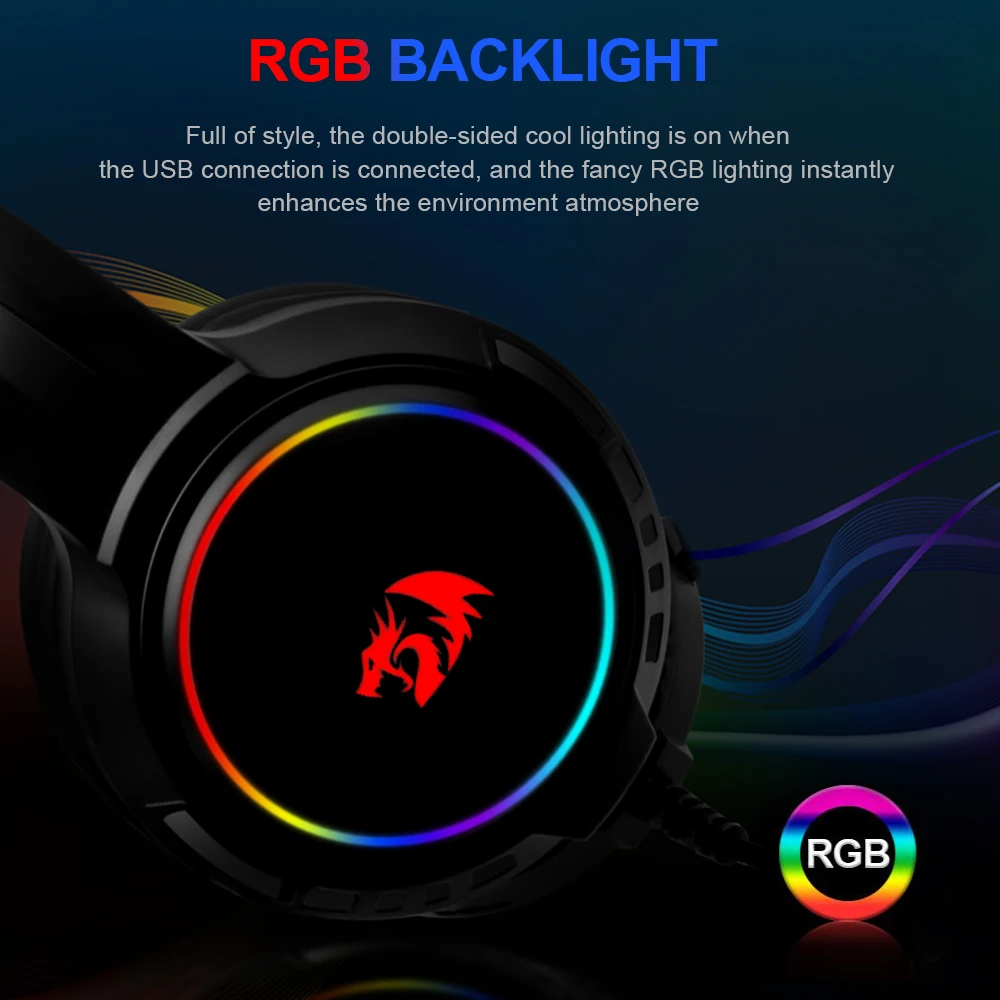 Игровые наушники Redragon Mento H270 RGB 3 5 мм объемный звук компьютерная гарнитура