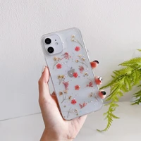 the new model for iphone13 real dried flower cases glue small broken flower apple 12 small fresh flower mobile phone soft cover