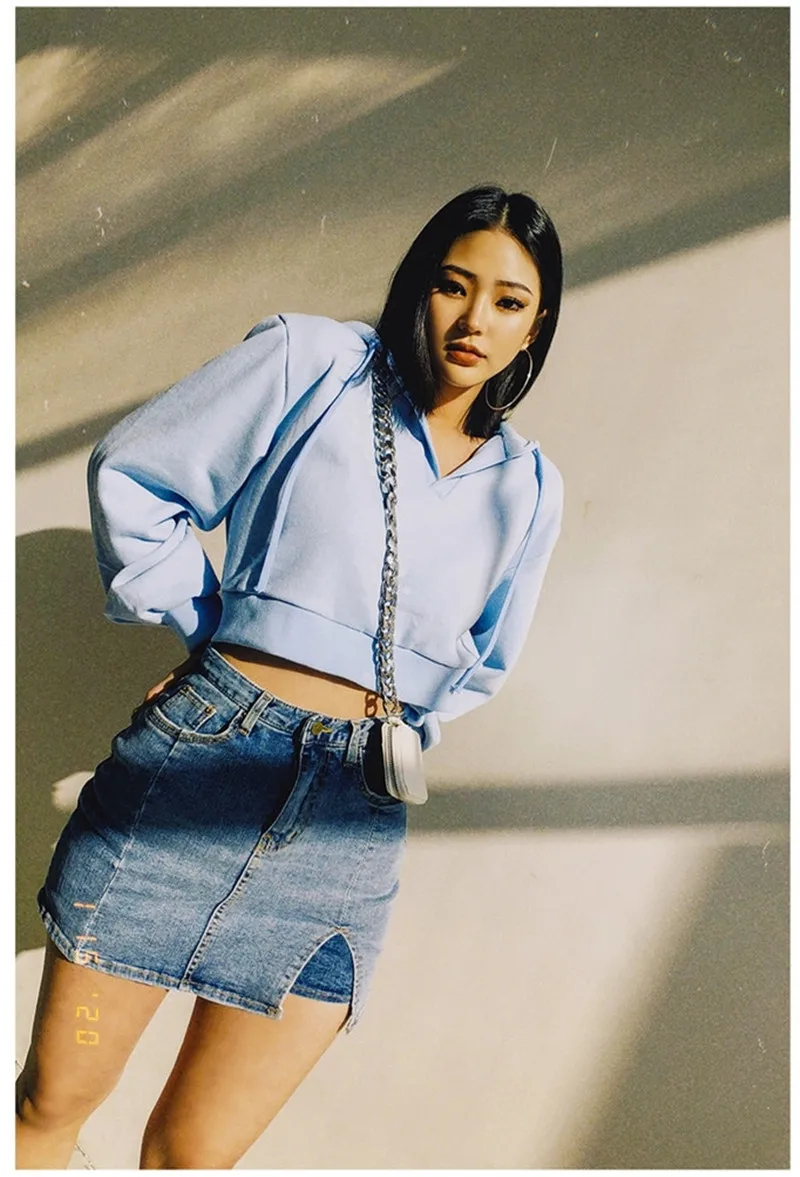 

Stylish High Waist Side Split Women Denim Skirt Chic Stretchable Pockets Female Pencil Skirts 2021 Spring Summer
