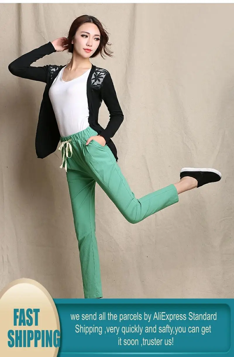 Льняные брюки размера плюс женские повседневные хлопковые шаровары ярких цветов