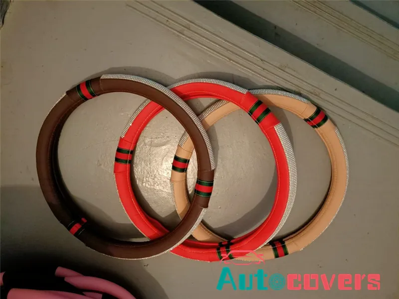 

Car Steering Wheel Covers Anti-Slip Leather Auto Steering wheel Cover Universal car wheel protective cover Fashion Design