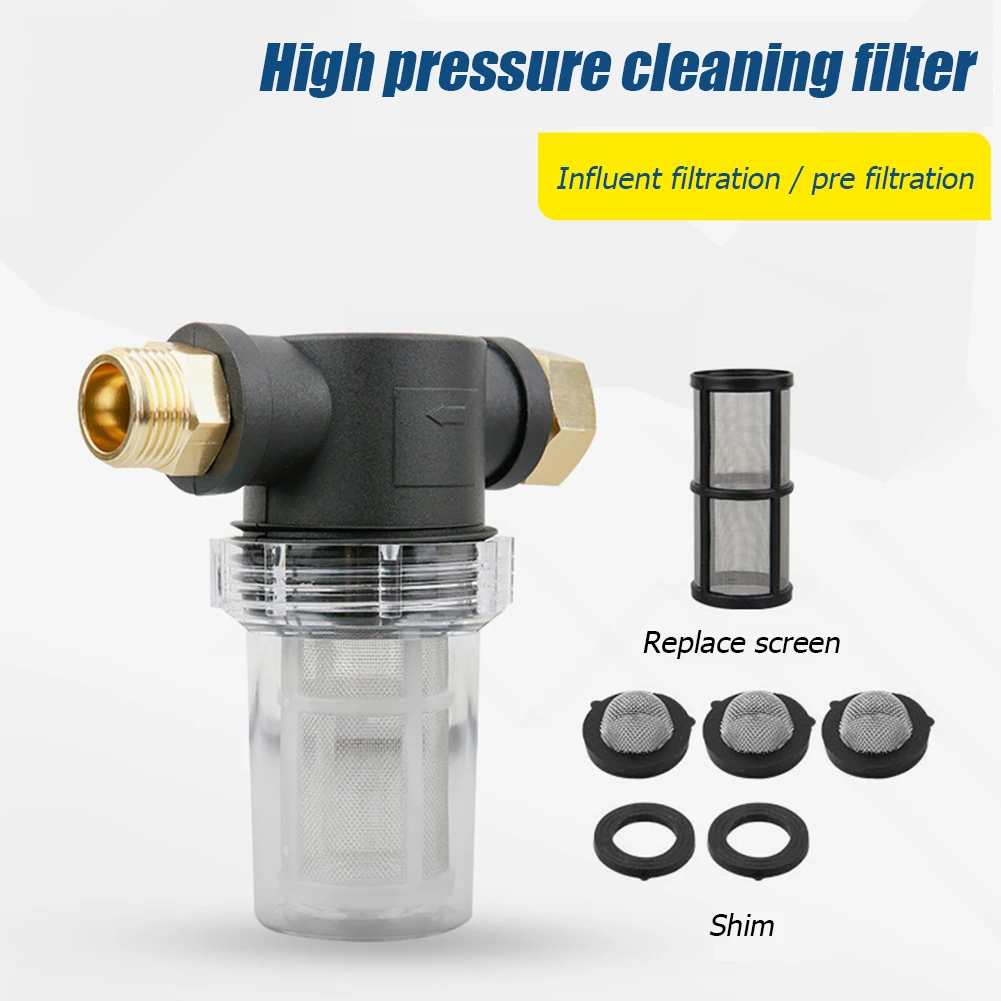 

40 Mesh Screen Clear Bowl Inline Water Filter for Pressure Washer 3/4 Thread Telescopic Brush Microfiber Towel