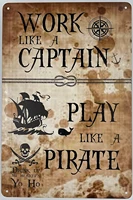 usa tin sign metal wall poster work like a captain play like a pirate fun decorative plaque for home bar room garage decor