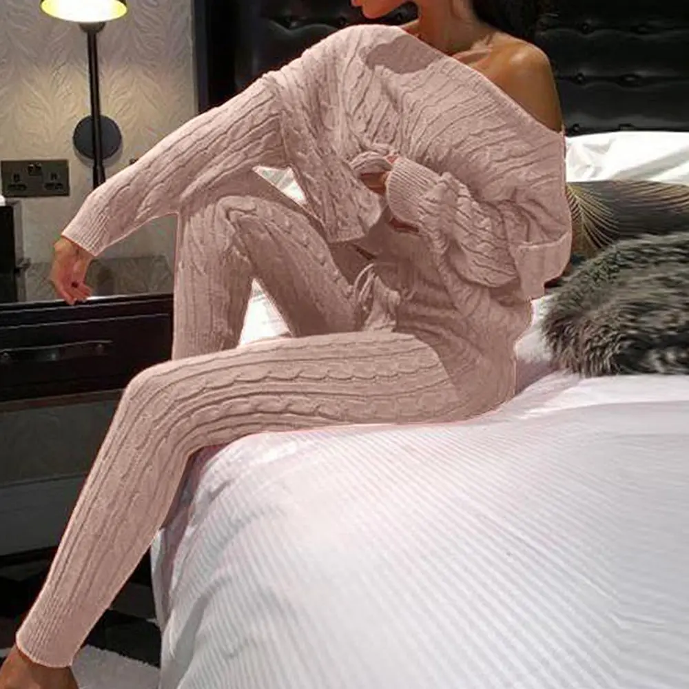 Женский вязаный свитер комплект из 2 предметов модная однотонная одежда