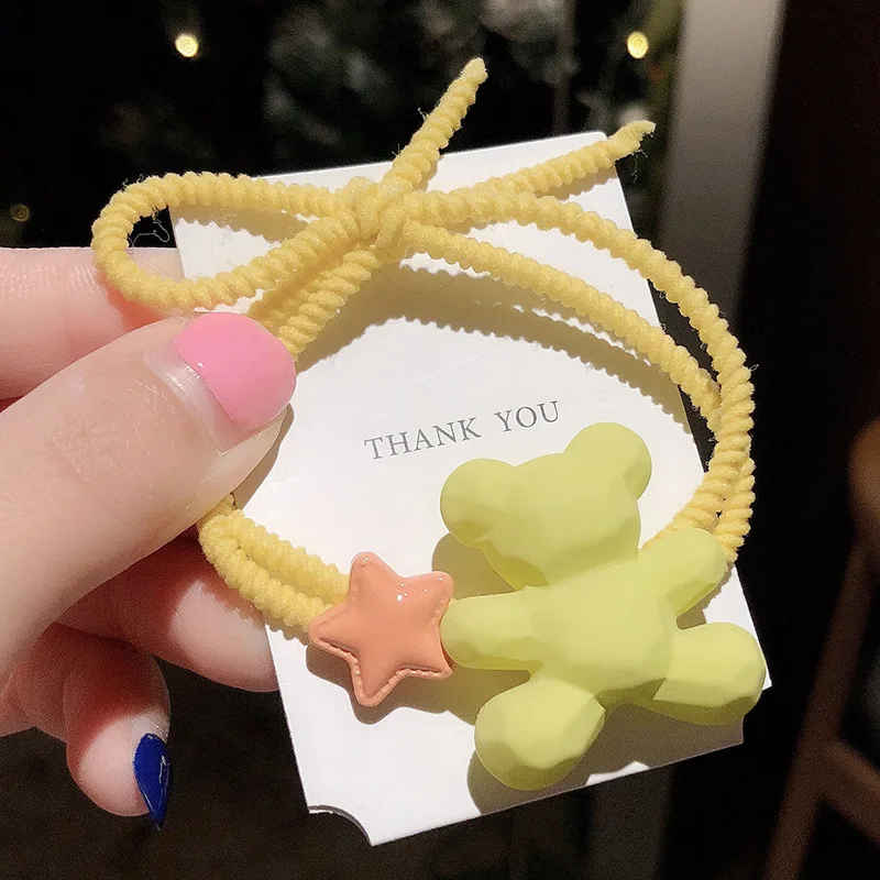 

INS FRUIT BEAR Head Rope Macaroon Color Hair Ring Rainbow Cute Cartoon Hair Rope Summer Wholesale