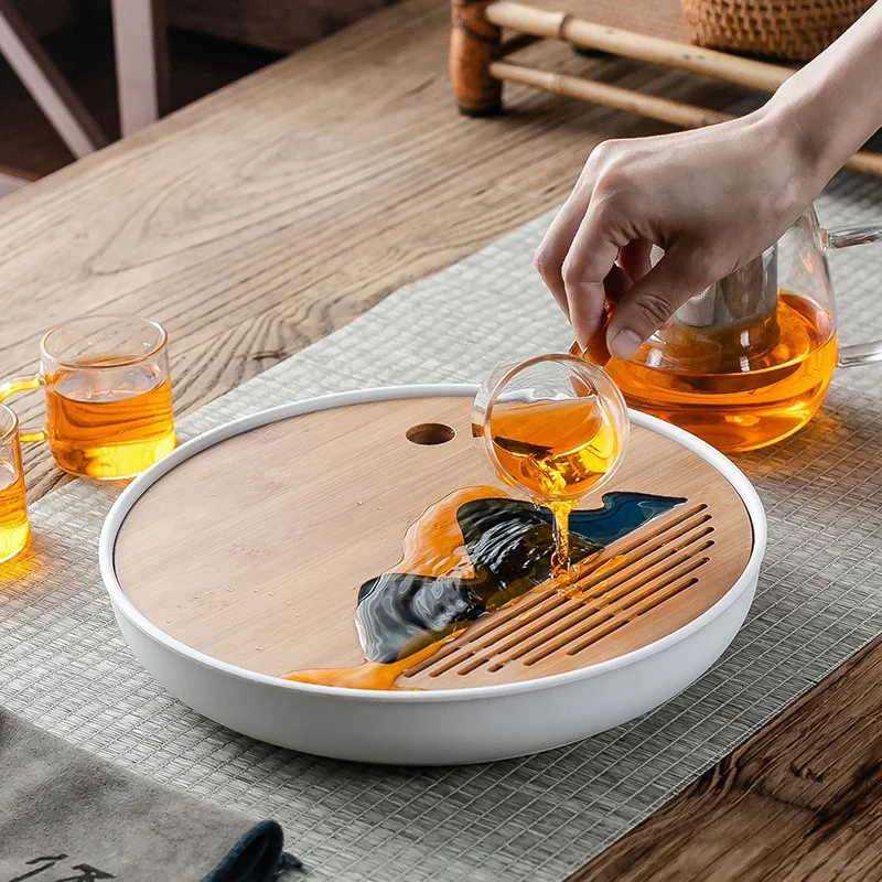 Бамбуковый чайный поднос дренажная доска для хранения воды набор кунг-фу столик