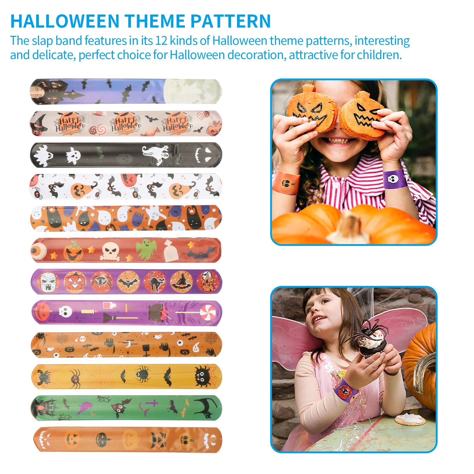 

Halloween Wrist Band Children Slap Band For Festival Kid Gift Kids Party Accessories Colored Cute kids Wrist Band Kids Toys