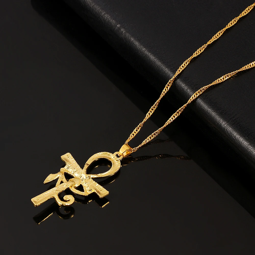 Женское Ожерелье В Стиле Хип-хоп с подвеской в виде креста из древней египетской