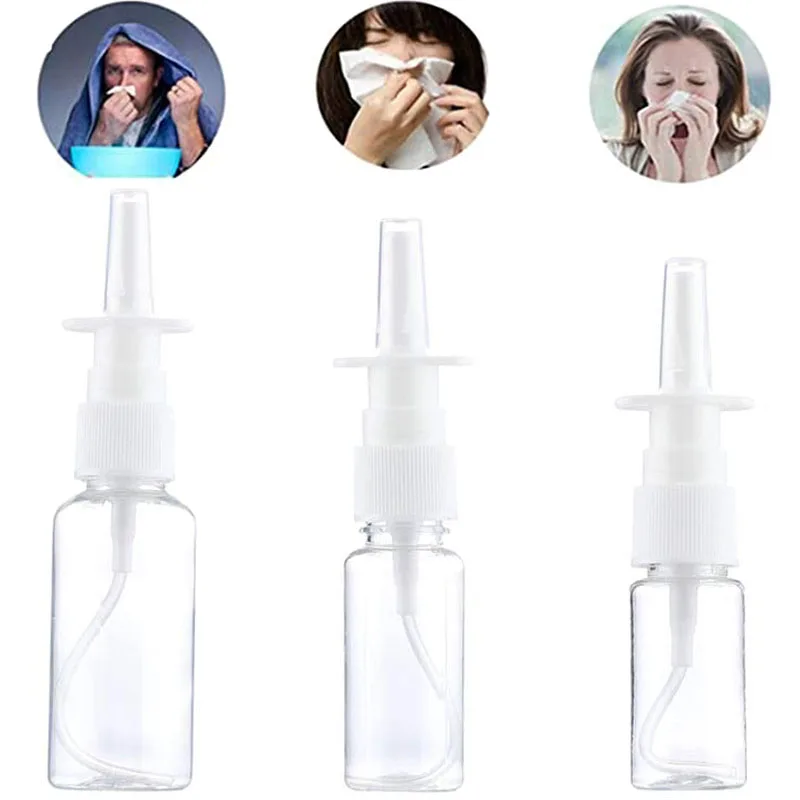 30Pcs Empty Plastic Nasal Spray Bottle 10ML 20ML 30ML Sprayer Mist Nose Spray Refillable Bottle for Saline Solutions Refillable