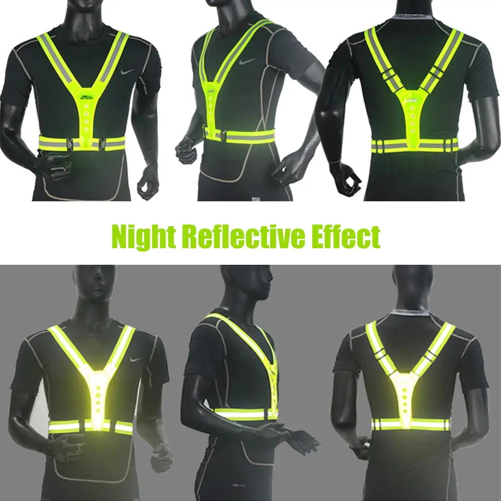 High Visibility LED Light Cycling Vest Outdoor Running Riding Reflective Safety Adjustable Elastic Strap Fluorescence Work | Спорт и