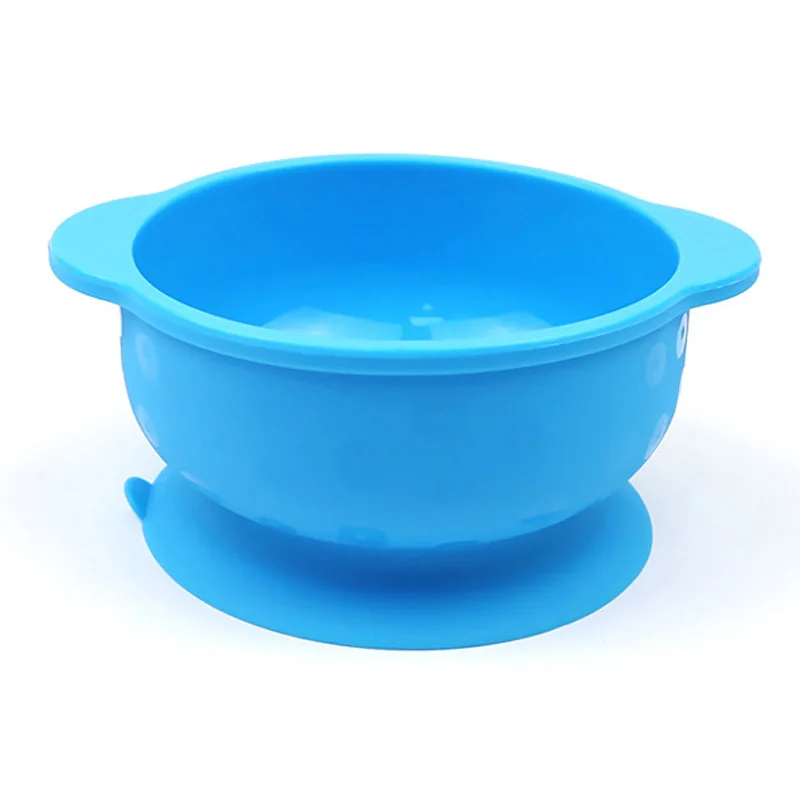 Blue Bowl only Тарелка для детей с силиконовая детская чаша всасывания BPA бесплатное Кормление детская посуда детские обеденные блюда - Цвет: Blue Bowl only