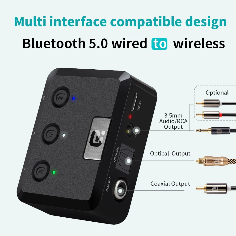 Беспроводной аудиоресивер Bluetooth 5 0 HD aptX ll оптический коаксиальный 3 мм Aux адаптер