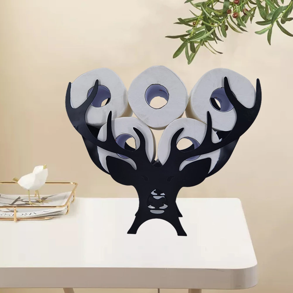 

Bathroom Tissue Storage Roll Paper Holder Animal Shape Metal Free Standing Cute Punch Free Multipurpose Tissue Storage Rack
